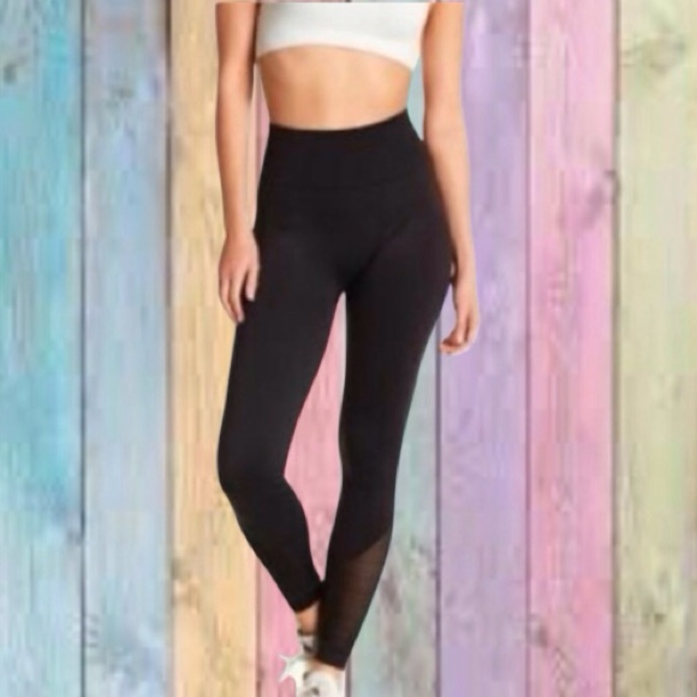 Zella Black High Waisted Mesh Inserts Leggings